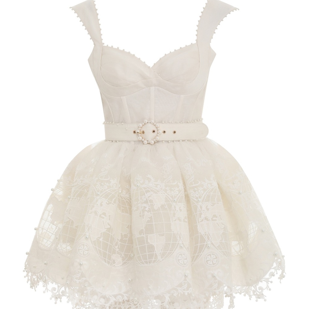 Zimmerman High Tide Embroidered Bustier Minidress White - PERFECT CONDITION